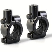 Resim 2 adet Siyah Direksiyon Aynası Montajları Motosikletler & Bisikletler için - 8mm/10mm, 7/8" Dişli Kelepçe Adaptörleri 