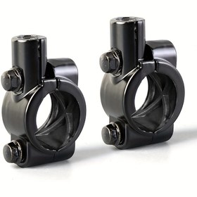 Resim 2 adet Siyah Direksiyon Aynası Montajları Motosikletler & Bisikletler için - 8mm/10mm, 7/8" Dişli Kelepçe Adaptörleri 