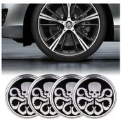 Resim Sones 4 Pcs Araba Şekillendirici Kafatası Desenli Tekerlek Göbeği Dekoratif Çıkartma, Çap: 5.8cm 