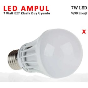 Resim Beyaz LED Aydınlatmalı Klasik Duy Uyumlu Enerji Tasarruflu 7W Ampul 4 Adet 