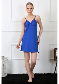 Resim Akbeniz Kadın İp Askılı Sax Penye Gecelik 367 - 2xl Saks 