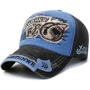 Resim Linchen Retro Köpekbalığı Desenli Beyzbol Şapkası - Pamuklu, Esnek, Unisex, Sokak Stili Ordu Yeşil 