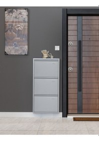 Resim Kaser Metal 3'lü Gri Ayakkabılık 