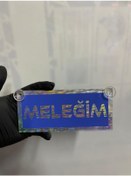 Resim Mavi Renk Üzeri Hologram Renk Meleğim Yazılı Vantuzlu Cam Süsü 