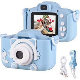 Resim Mufunye 1080p Çizgi Film Çocuk Dijital Kamerası, 20 Megapiksel Lens, 2,0 İnç Ips Ekran, Mavi Kedilerin Fotoğraf Ve Videolarını Çekebilir 