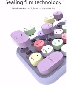 Resim RabbitTech Renkli Daktilo Tarzı Vintage Kablosuz Wıreless Numeric Keypad 18 Tuşlu Sayısal Klavye Numpad 