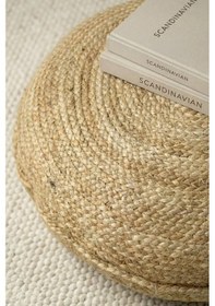 Resim Digithome Dekoratif Küçük Yuvarlak Naturel Yassı Hasır Jüt Puf 40x20 -12082 Kahverengi 