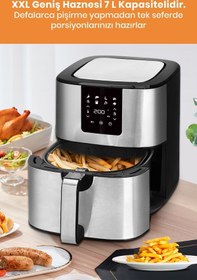 Resim GOLDMASTER Palmi Sıcak Tutma Özellikli 7 Litre Geniş XXL Dokunmatik 10 Ön Ayarlı Airfryer Sıcak Hava Fritözü 