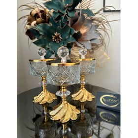 Resim Paşabahçe Timeless Ayaklı ve Kapaklı 3'lü Cup Dondurmalık Servislik Sunumluk Şık Hediyelik Oval Kase 