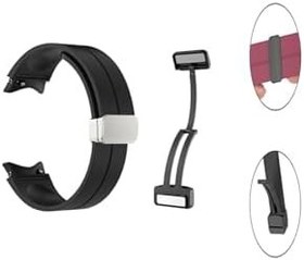 Resim Gpack Samsung Galaxy Watch 5 Pro 45mm ile Uyumlu Düz Silikon Mıknatıslı Kordon, Gri 