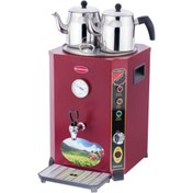 Resim Işıkgaz Silver Inox Jumbo Semaver Çift Demlikli 23 Litre Kırmızı 