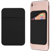 Resim Yapışkanlı Cep Telefonu Kartlık, Yapışkan ID ve ATM Kart Kılıfı iPhone Android için 2'li Paket Siyah 