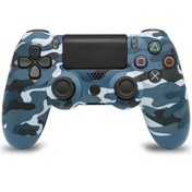 Resim Tenfowee Ps4 İçin Kablosuz Bluetooth Oyun Kolu - 6 Eksenli Jiroskop, Işık Çubuğu Ve 3.5mm Ses Jackli - Kamuflaj Mavi Orta Paket 