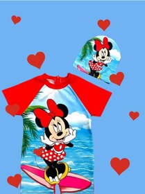 Resim Lolliboomkids Kız Çocuk Kırmızı Renk Mickey Baskı Temalı Hipster Model Hassas Ten Kısa Kol Mayo Bone Seti Kırmızı 