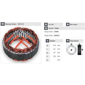 Resim 12v Alternatör Statör Valeo Tipi 80 A 6 Uçlu N11.483 