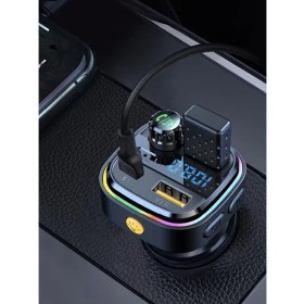 Resim Erdineks LED Ekranlı Rgb Işık Fm Transmitter Bluetooth V5.0 Flash Bellek Destekli Type-C USB Şarj Girişi 