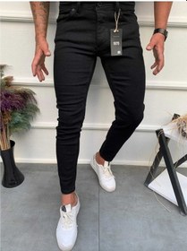 Resim Likralı Slim Fit Mavi Kot Pantolon1 Siyah 