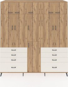 Resim Kronos Dolap 8 Raflı 8 Çekmeceli 3 Askılı 220x59x243 Çam-çam/aytaşı Atlas Çam/aytası 