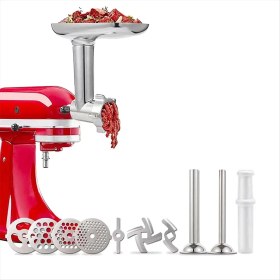 Resim Empoorlium Kitchenaid Stand Mikserler Için Kıyma Makinesi Aparatı, Sosis Doldurma Boruları Dahil, Dayanıklı Gıda Öğütücü Aparatı (Yurt Dışından) 