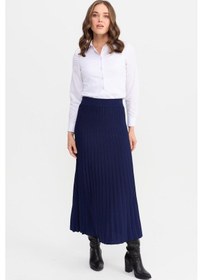 Resim Kadın Pileli Triko Etek Lacivert Lacivert 