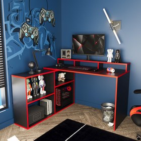 Resim Bimossa S8180 Leo Oyuncu Masası Siyah Kırmızı 113 cm 