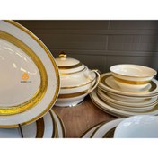 Resim ÇEYİZCİ ÇARŞI ARADIĞIN HERŞEY TEK TIKLA 61 Parça Gold Detaylı Porselen Yemek Takımı - 12 Kişilik Lüks Çeyizlik Sofra Takımı 
