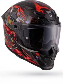 Resim DeadG Inferno Armour Red Siyah-Kırmızı Güneş Vizörlü Kask 