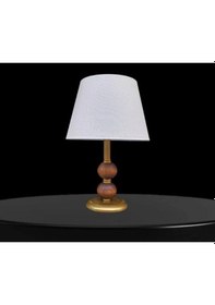 Resim Dual Eskitme Abajur Çift Top Ahşaplı Krem Şapkalı Haki 