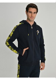 Resim Fenerbahçe Lisanslı 25/26 Lacivert Tribün Kamuflaj Detaylı Kapşonlu Sweatshirt Lacivert 