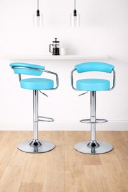 Resim Bürocci Monica Bar Sandalyesi - Turkuaz Deri - 9510q0111 