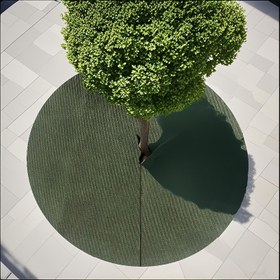 Resim 5 adet yeşil ve siyah dokumasız kumaş ağaç yabani ot örtüsü, dairesel yabani ot bariyer pedleri - etkili bitki kök koruma sağlar. Saksı bitkileri, bahçeler ve diğer ağaçlar için uygundur 