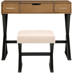 Resim Hitit Dekorasyon Azure Siyah Metal Kahve Makyaj Masası & Tabure 