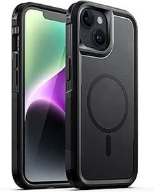 Resim JETech Manyetik Kılıf için iPhone 14 Plus 6.7 Inç ile Uyumlu MagSafe, Ağır Hizmet Tipi Ikili Katmanlı Sağlam Koruma, Darbeye Dayanıklı Koruyucu Zorlu Telefon Kapağı (Siyah) 