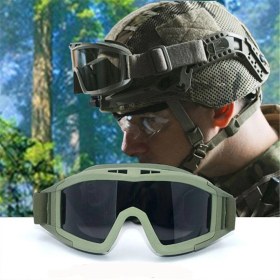 Resim Revision Taktikal Gözlük 3 Lensli Koruyucu Maske / Tactical Gözlük / Airsoft ve Motosiklet Gözlüğü 