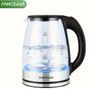 Resim PANCERKA Elektrikli Su Isıtıcısı, 1.8L, LED Aydınlatmalı, Yüksek Borosilikat Cam, Otomatik Kapanma, Kaynama-Kuru Koruma, 360° Taban, Paslanmaz Çelik, 220V-240V, Avrupa Standart Fiş, Dönüşüm Gerektirmeyen Fiş, 1500W Güç 