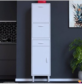 Resim Modilayn Vio 45x163,4x32,5 Cm Yeni Çekmeceli, Kapaklı, Ekmeklikli, Çok Amaçlı Mutfak Dolabı. Beyaz 