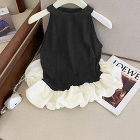 Resim Kadınlar İçin Y2K Kontrast Renk Blok Kolsuz Tank Top - Esnek Polyester-Spandeks Karışımı, Hafif 180gsm Yuvarlak Yaka Yazlık Üst, Makinede Yıkanabilir 