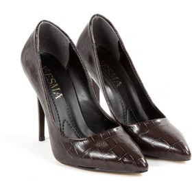 Resim Y ESMA " STİLETTO "KROKO KAHVE Sivri Kapalı 11 cm Yüksek Ince Ökçeli Yeni Sezon 