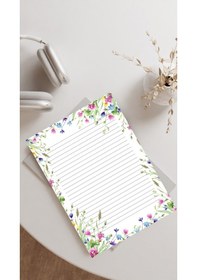 Resim 20 Adet 20x28 cm Boyutunda Çiçekli Mektup Kağıdı/not Kağıdı Model 5 