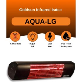 Resim Aqua 2000 Watt GSA20LG Düşük Işıklı Kumandasız Suya Dayanıklı Elektrikli Infrared Isıtıcı-Siyah 