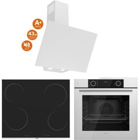 Resim Ferre Fryart Volo XE63CB - MS261 - D078-SA Vitroseramik Elektrikli Beyaz Ankastre Set 