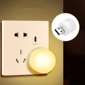 Resim Bilgisayar Masaüstü Dizüstü Bilgisayar Güç Bankası ile Uyumlu Taşınabilir LED USB Gece Lambası, Göz Koruma Enerji Tasarruflu Mini Gece Lambası 2/3/5 Adet Mini USB Fiş Lamba 