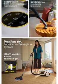 Resim Karcher VCC 6 CycloneX DualControl Pet+ Toz torbasız Turbo ve LED Başlıklı Süpürge 