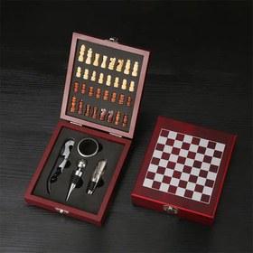 Resim Ahşap Satranç Takımlı Tirbüşon Seti 