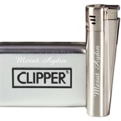 Resim hediyerengi Clipper Marka Pürmüz Alevli Metal Çakmak Gri 