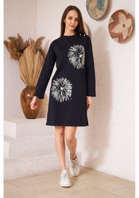 Resim Darlin Moda Lacivert Düğme Detaylı Tunik DM60346 Lacivert 