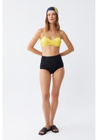 Resim Akbeniz Kadın Straplez Sarı Yüksek Bel Bikini Takımı 