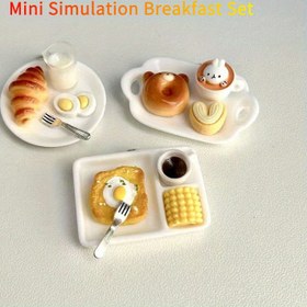 Resim Mini simülasyon kahvaltı seti, 3 farklı stil seçeneği, reçine malzeme, zarif ve sevimli, DIY/oyuncak ev aksesuarları/OB11/minyatür sahne dekorasyonu/ev dekoru için uygun 