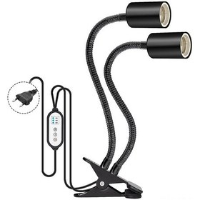 Resim Monyee Çift Başlı Sürüngen Isıtma Lambası - Uva/uvb Işık Ve Isıtma Sistemi, 25w/50w/75w Seçenekleri İle Kaplumbağa, Kertenkele Ve Bitkiler İçin Siyah 