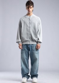 Resim Yıkamalı Fermuarlı Sweatshirt 